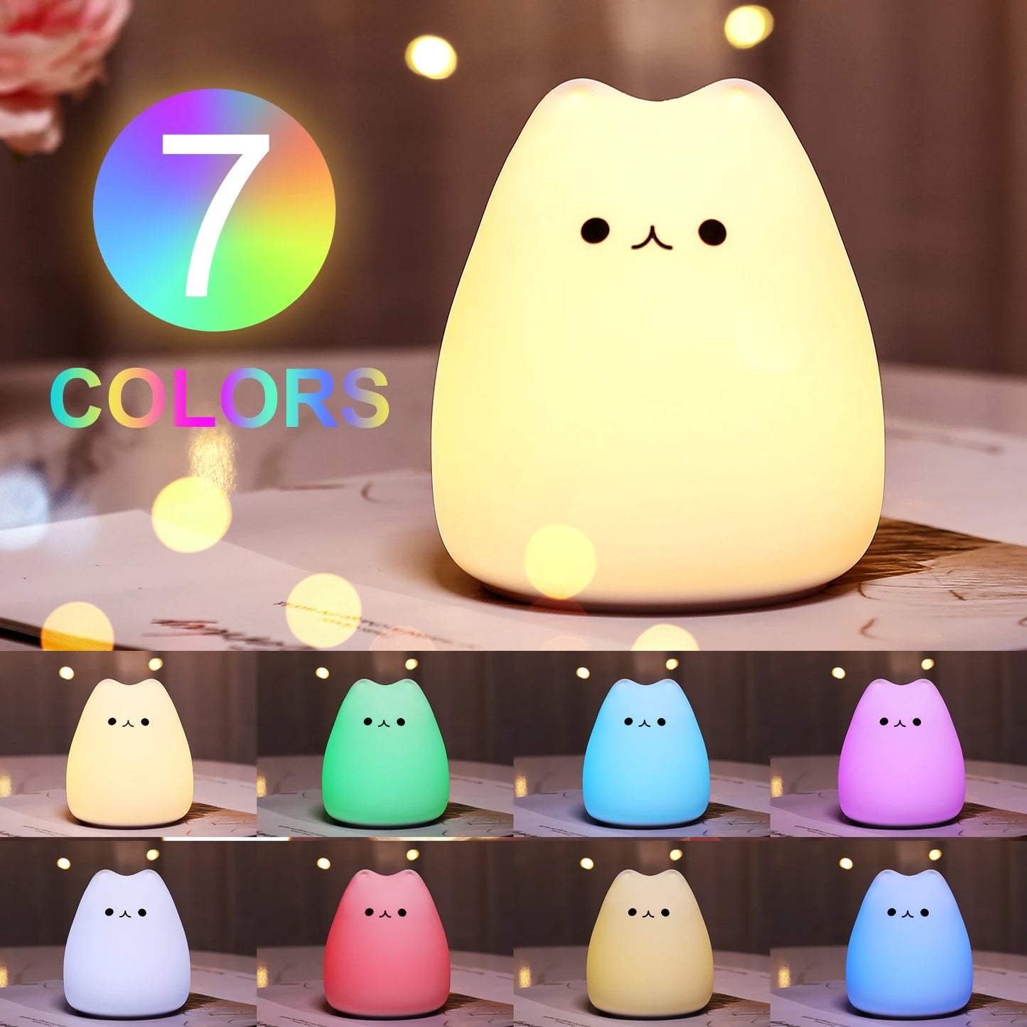 Mini Kawaii Nachtlampje – Zacht Licht & Kleuren voor Rustige Babyavonden