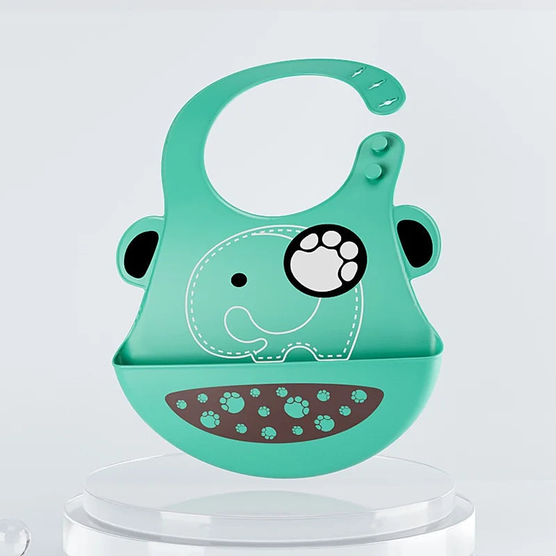 Vrolijk Eten Zonder Knoei! Waterdicht Siliconen Slabbetje met Leuke 3-D Dierenvormen 0 / 3 jaar