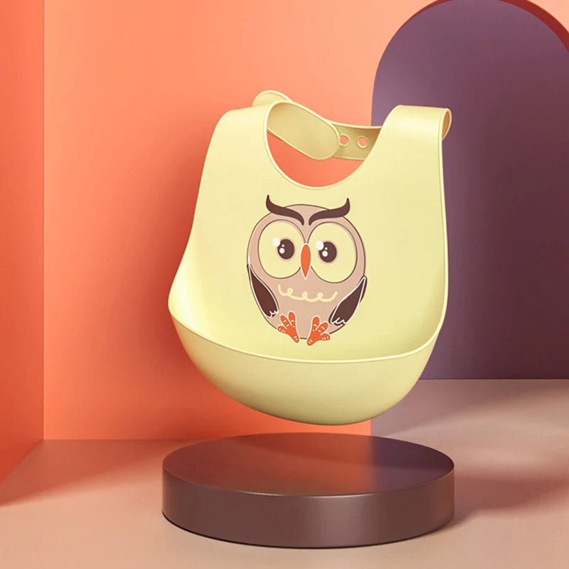 Vrolijk Eten Zonder Knoei! Waterdicht Siliconen Slabbetje met Leuke 3-D Dierenvormen 0 / 3 jaar