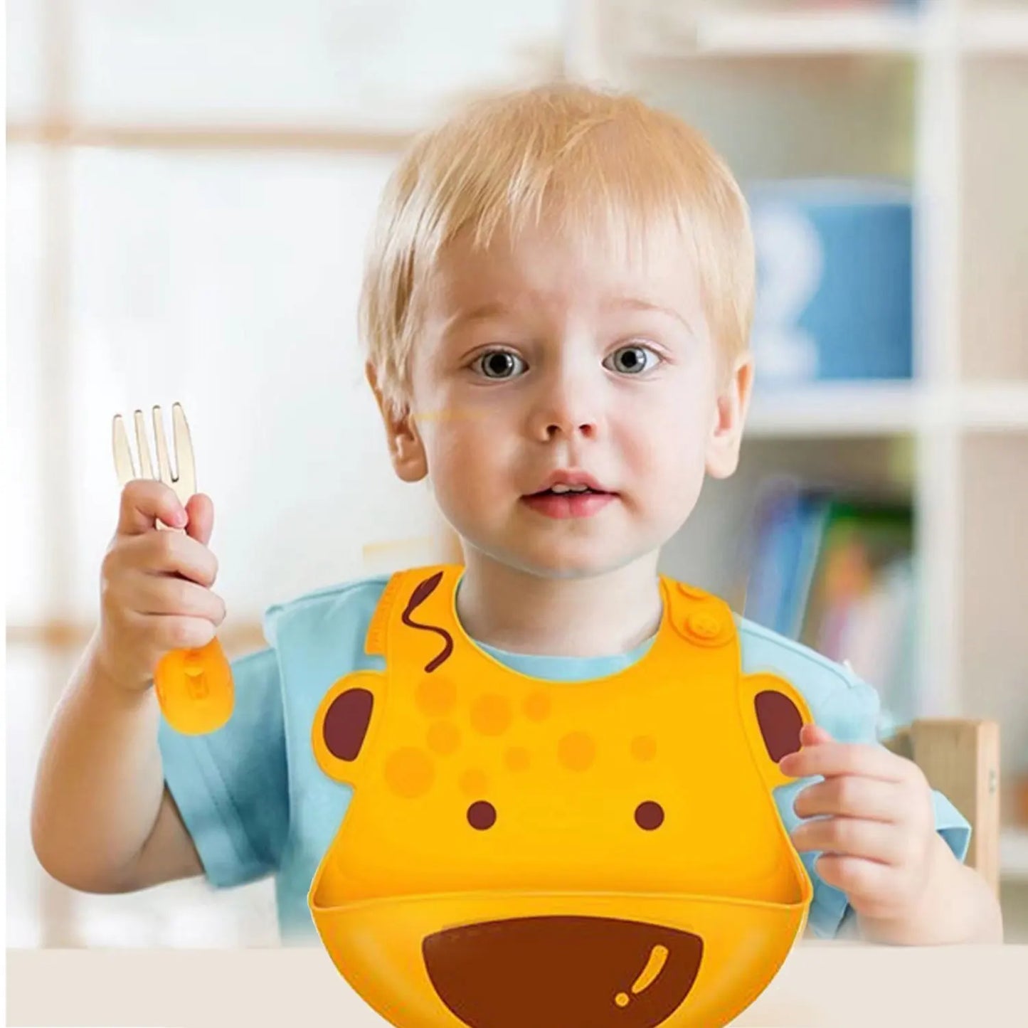Vrolijk Eten Zonder Knoei! Waterdicht Siliconen Slabbetje met Leuke 3-D Dierenvormen 0 / 3 jaar