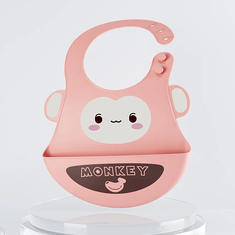 Vrolijk Eten Zonder Knoei! Waterdicht Siliconen Slabbetje met Leuke 3-D Dierenvormen 0 / 3 jaar