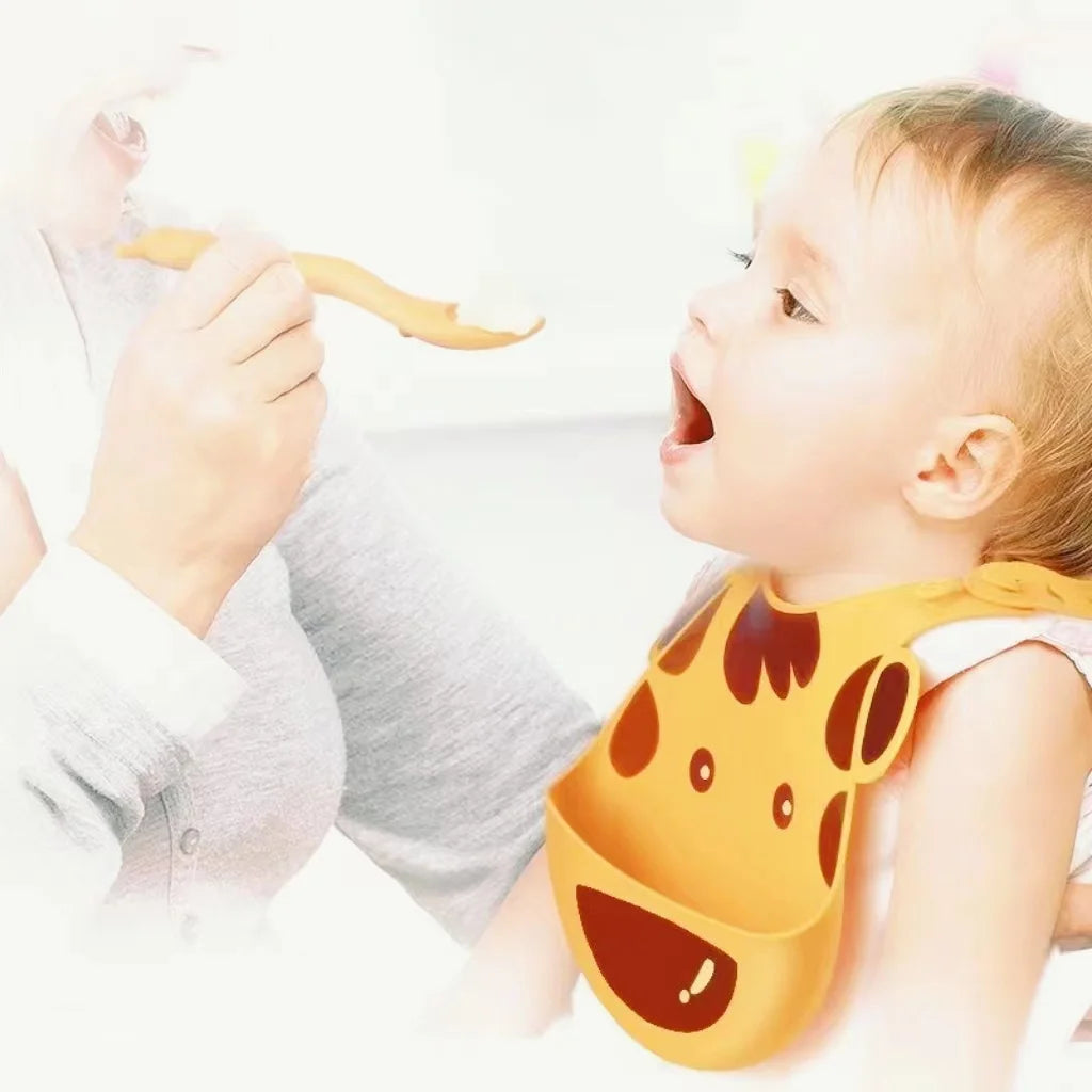 Vrolijk Eten Zonder Knoei! Waterdicht Siliconen Slabbetje met Leuke 3-D Dierenvormen 0 / 3 jaar
