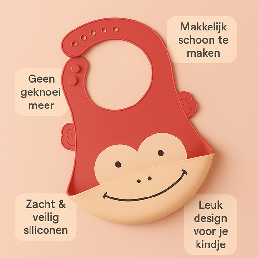 Vrolijk Eten Zonder Knoei! Waterdicht Siliconen Slabbetje met Leuke 3-D Dierenvormen 0 / 3 jaar