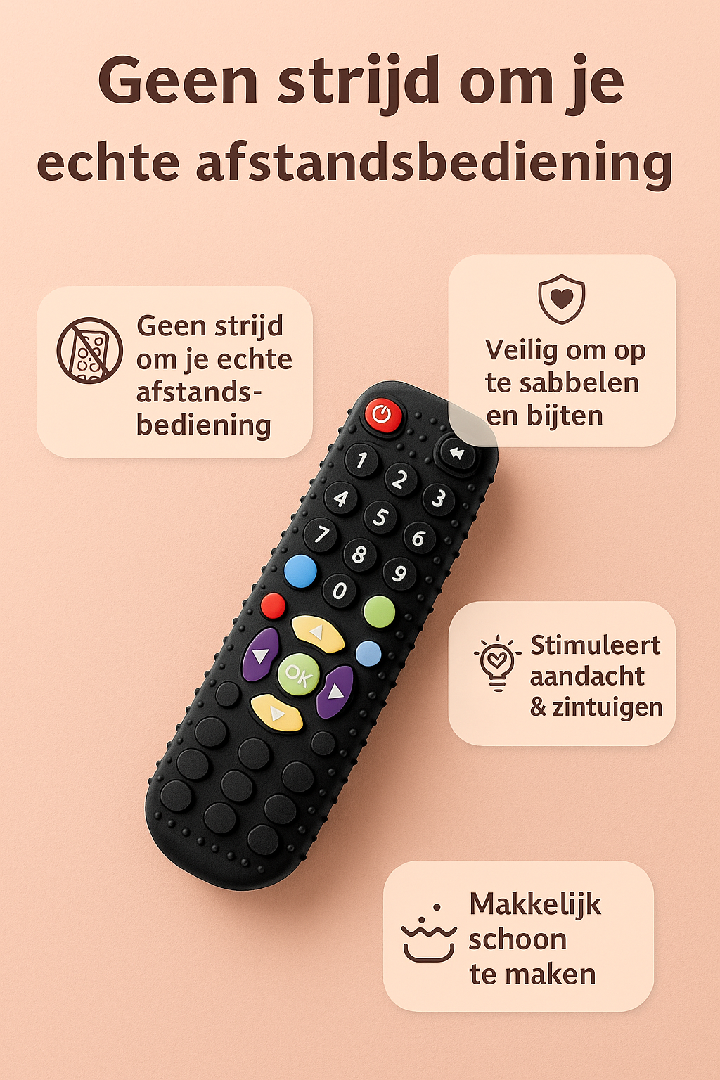 Bijtspeelgoed afstandsbediening – Veilig alternatief voor je baby