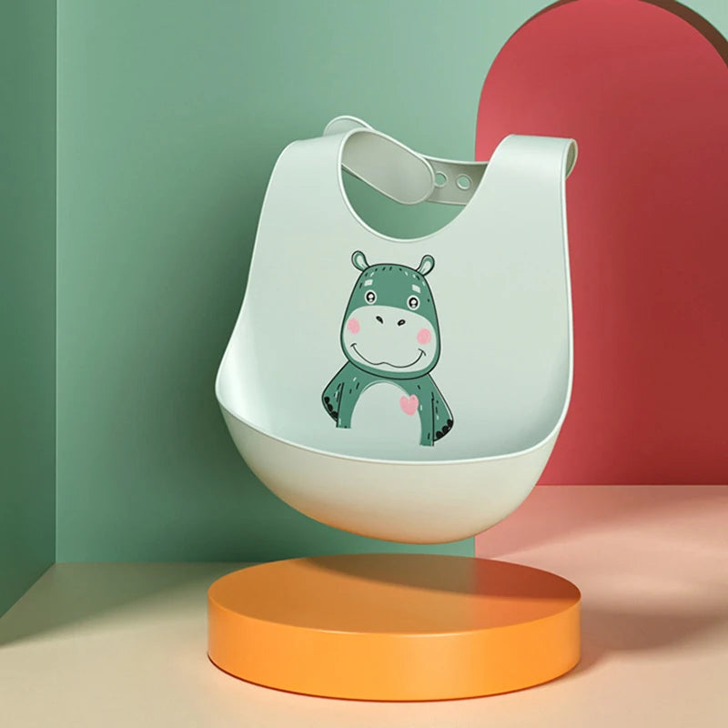 Vrolijk Eten Zonder Knoei! Waterdicht Siliconen Slabbetje met Leuke 3-D Dierenvormen 0 / 3 jaar