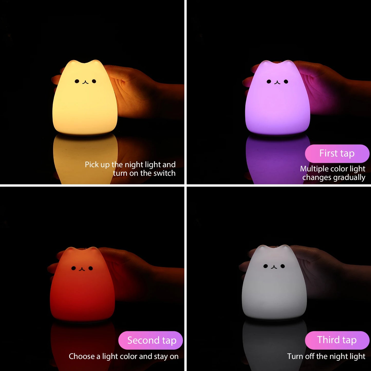 Mini Kawaii Nachtlampje – Zacht Licht & Kleuren voor Rustige Babyavonden