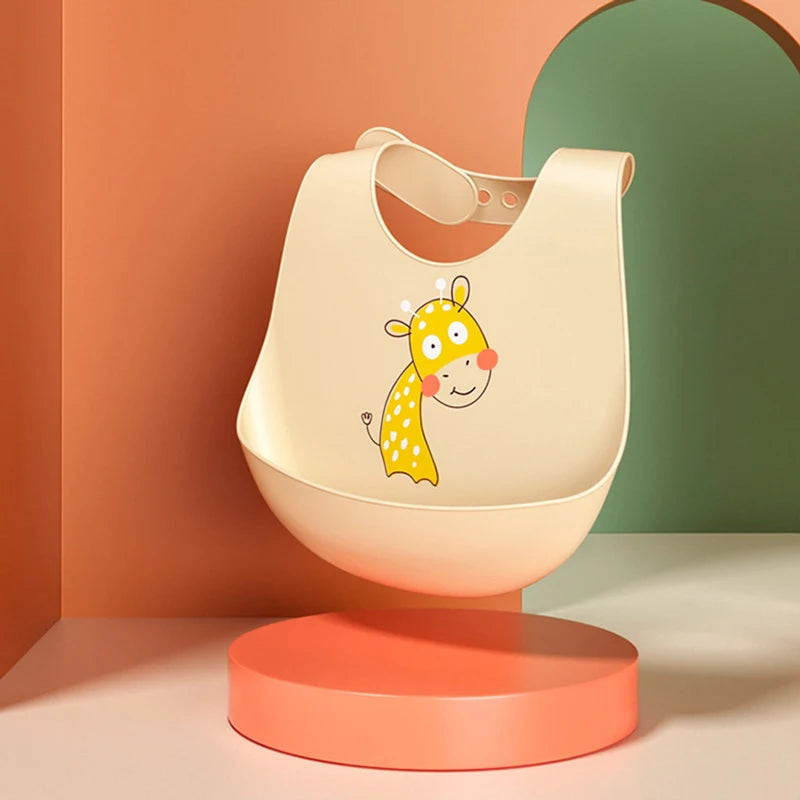Vrolijk Eten Zonder Knoei! Waterdicht Siliconen Slabbetje met Leuke 3-D Dierenvormen 0 / 3 jaar