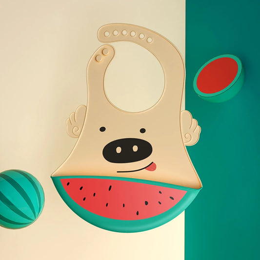 Vrolijk Eten Zonder Knoei! Waterdicht Siliconen Slabbetje met Leuke 3-D Dierenvormen 0 / 3 jaar